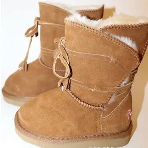 Flurries Suede Brown Leather Boots Winter Sz 8 Sheep Skin Lining Girl Kid.